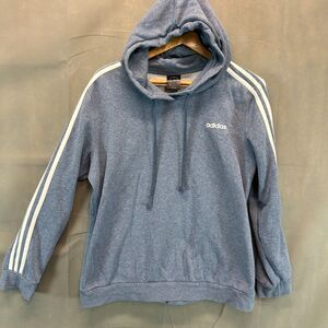 Adidas 3-Stripes Fleece Hoodie Women's Size XL Gray Pullover Logo Drawstring
